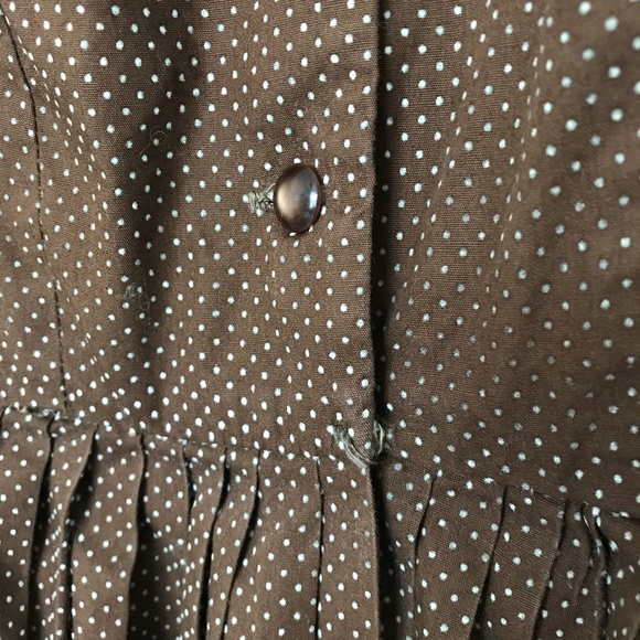 DONATED Vtg Brown Swiss Dot Dress XS - Picture 6 of 8
